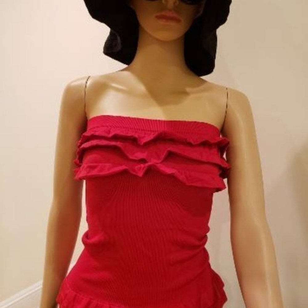 Stretchable Red Tank Top With - Picture 3 of 6